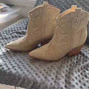 Studded Beige Ankle Booties Mia